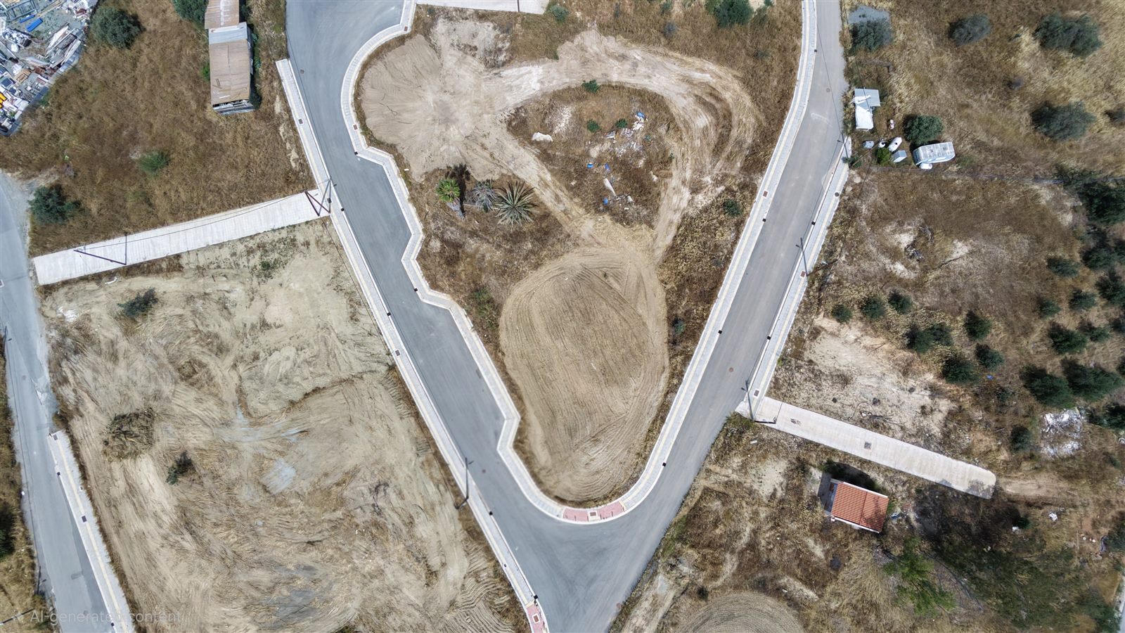 Upland 2 Τσέρι - αεροφωτογραφία κάτοψης οικοπέδου με νέα ασφάλτινη πρόσβαση